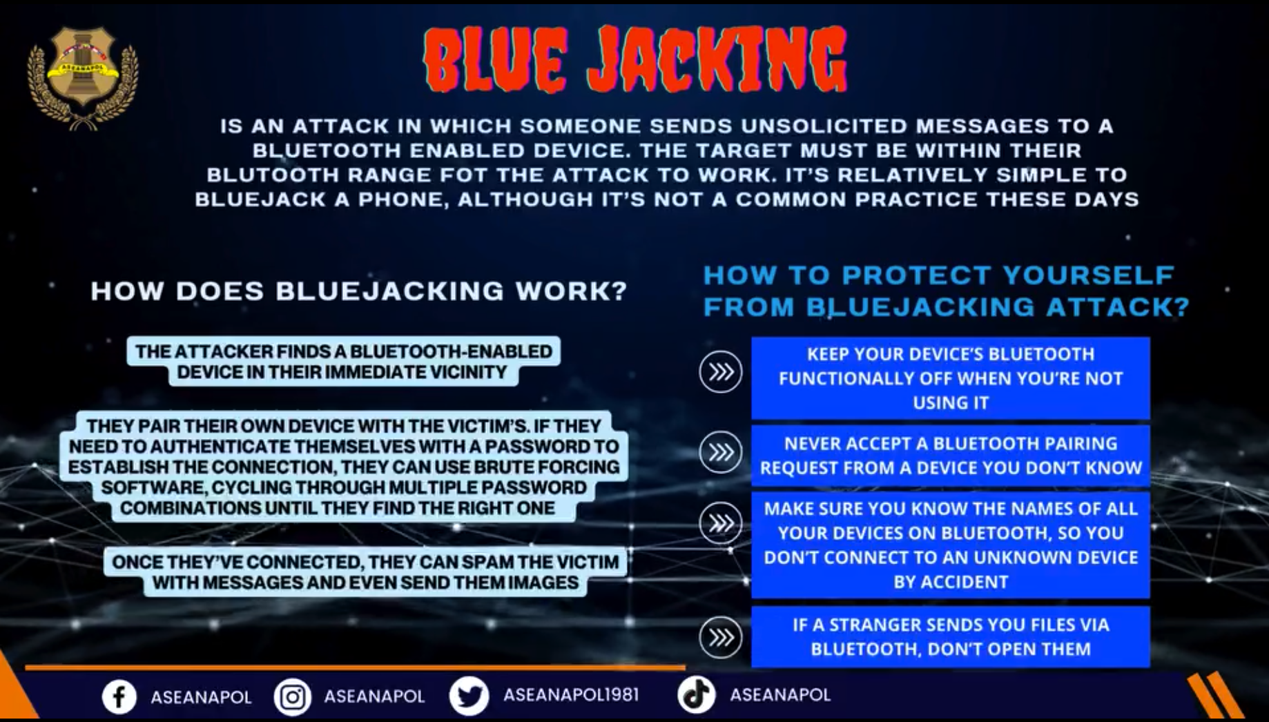 Safety Tips for CYBERCRIMES (BLUE JACKING)